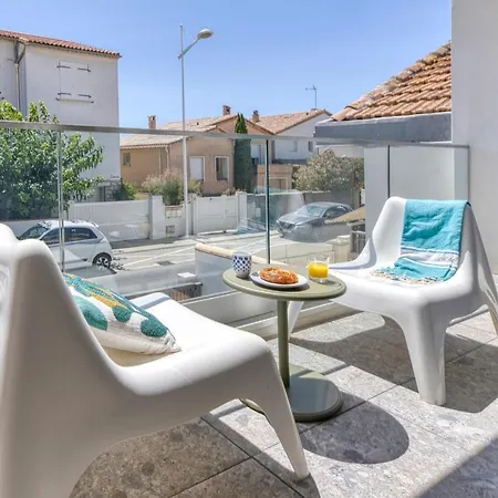 South-of-france T2 Neuf De Gamme, Climatise, Parking Gratuit, 2eme Ligne Balcon Apartment Carnon-Plage